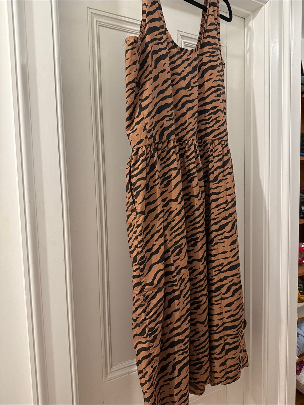 Everlane SzL Tigerprint cotton dress w/pockets - Picture 3 of 3